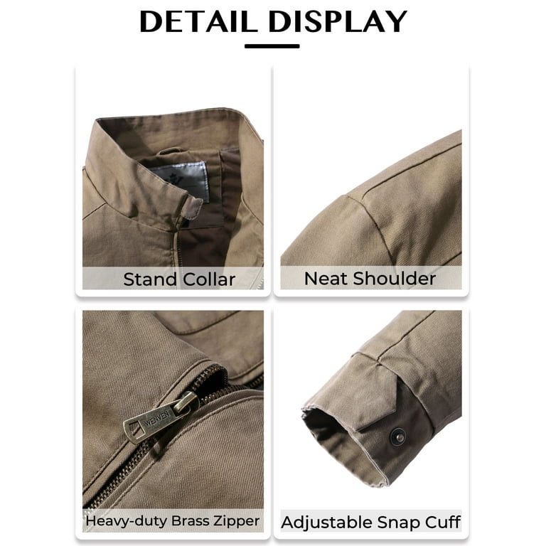 Wenven men's stand hot sale collar lightweight military jacket