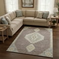 thumbnail image 2 of HomeRoots 679612 10 x 14 ft. Taupe Beige & Ivory Oriental Washable Machine Made Rectangle Area Rug with UV Protection, 2 of 9