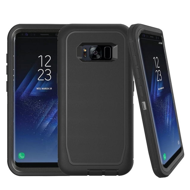 Mobile Xcessories - Black Samsung Galaxy S8 Case Only Military-Grade/Dust/Drop Shockproof 3-Layer Full Body Ultra Rugged Scratch Resistant Wireless Charging Heavy Duty Cover Case
