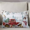 thumbnail image 3 of Rustic Christmas Truck Snowman Throw Pillow Cover,Farm Berry Bird Winter Snowy Rectangle Decorative Pillow Case Protector Soft Cushion Cover Lumbar Pillowcase for Couch Sofa Bedroom Decor 20x26 Inch, 3 of 8
