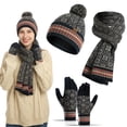 thumbnail image 2 of Cozy Women's 3-Piece Winter Knit Gift Set - Beanie, Scarf, And Gloves Cuff For Ski & Travel 2 of 3