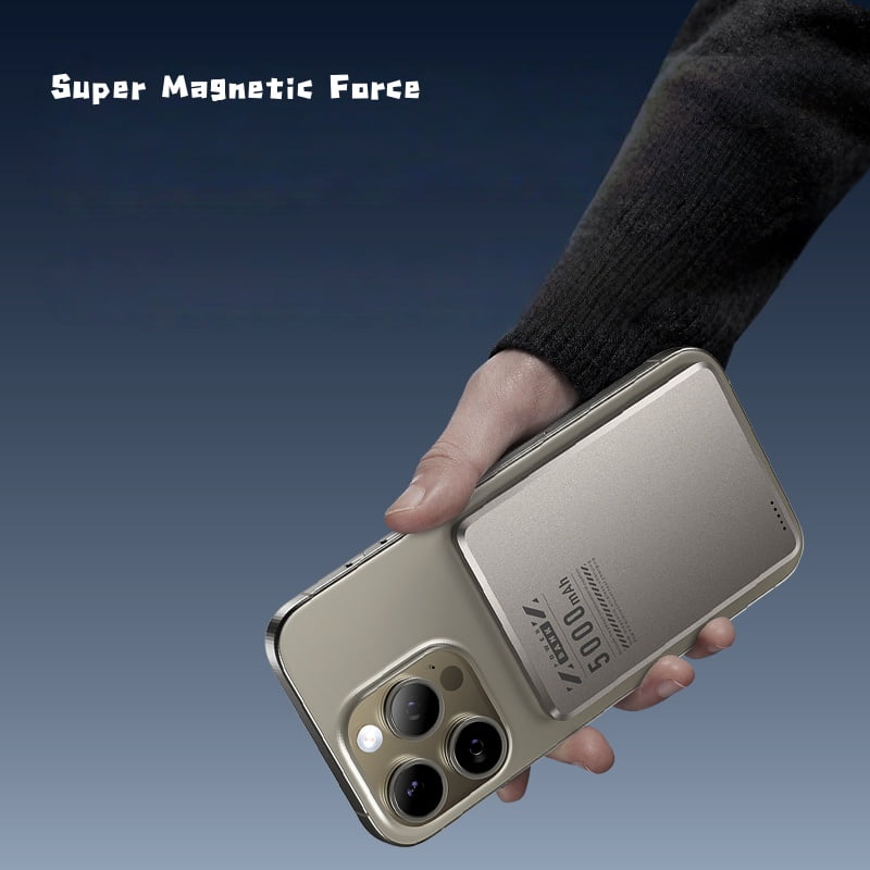 Magnetic Portable Charger, Ultra Slim Power Bank, 5000mAh Wireless with Type-C 20W PD Fast Charging, Travel Essential Battery Pack for iPhone 17/16/15/14 all Series IPhone, Samsung, Android, And More
