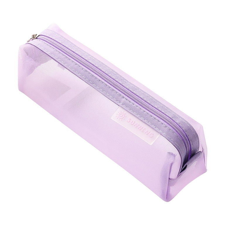 Realhomelove Grid Mesh Pencil Case with Zipper, Transparent Thin Pencil  Pouch Big Capacity Clear Makeup Bag Multi-Purpose Organizer Box for School