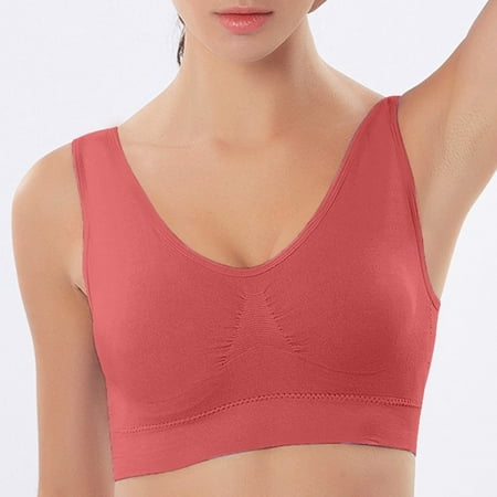 YWDJ Bras for Women Push up Back Closures Comfy Bras No Underwire Sports Bras Wide Strap Full Coverage Workout Bras Low Support Wrap Gym Bras Padded Plus Size Yoga Bras Comfort Bras Red S
