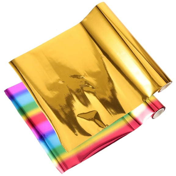 NIYANGLE Heat Foil Transfer Paper Colorful Aluminum 2 Rolls For Diy Crafts