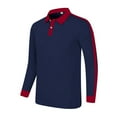 thumbnail image 6 of XIYON Long Sleeve Polo Shirts For Men Color Blocked Button Up Collar Sportswear With Design Shirt Classic Comfortable Polo Shirts For Men, 6 of 9
