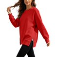 thumbnail image 2 of Jalioing Women's Casual Pullover Shirts Oversized Long Sleeve Side Slit Sweatshirts Solid Fashion Crew Neck Tops, 2 of 9