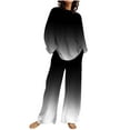 thumbnail image 2 of TrendVibe365 Matching Lounge Set Womens Soft Gradient Crewneck Long Sleeve Shirts and Wide Leg Long Pants Comfy Trendy Pajamas Lounge Set Loungewear Summer Outfits, 2 of 5