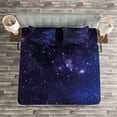 thumbnail image 3 of Ambesonne Galaxy Quilted Bedspread Set 3 Pcs, Starway View, Queen Size, Black Navy Blue, 3 of 3