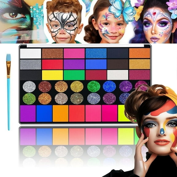 Face Body Painting Kit for Kids,Tutuviw 42 Colors Water Based Paints,Rainbow Split Cake Body Paint,Water Activated Face Paint,Facepaint Makeup Kit for Carnival Easter Birthdays Parties