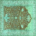 thumbnail image 1 of Ahgly Company Indoor Square Animal Turquoise Blue Traditional Area Rugs, 8' Square, 1 of 4