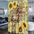 thumbnail image 6 of Sunflower Bee Kind Shower Curtain, Vintage Yellow Floral Bees White Daisy Brown Wooden Grain Waterproof Shower Curtain Set with 12 Hooks Lightweight Bath Curtains Fabric Bathroom Decor 60x72 Inches, 6 of 9