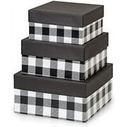Set of 1, Buffalo Plaid Black Nested Boxes, Large 3 Piece Set for Wedding Table Centerpieces, Gourmet Food Towers Or Everyday Gifting