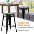 thumbnail image 5 of Metal Bar Stools Set of 4, Counter Height Stackable Barstools, 24 inch Indoor Outdoor Backless Patio Bar Stool Kitchen Dining Stool, 330Lbs Black, 5 of 9