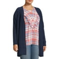 thumbnail image 3 of Terra & Sky Women's Plus Size Chenille Pointelle Cardigan Sweater, Lightweight, 3 of 4