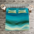 thumbnail image 3 of Ambesonne Abstract Quilted Bedspread Set 3 Pcs, Modern Waves Starfish, King Size, Blue Beige, 3 of 3