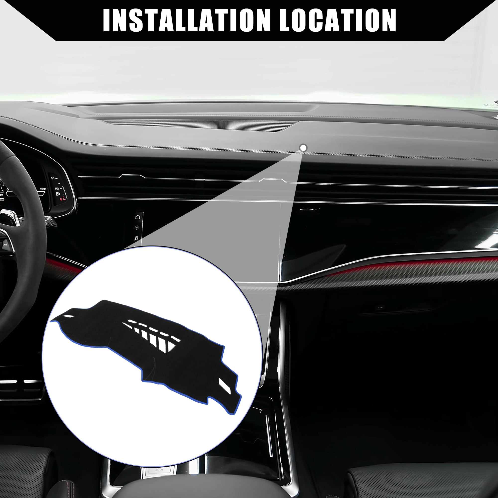 Unique Bargains Dash Cover for Audi A4 A5 2008-2015 Center Console Dashboard Cover Mat Polyester Black Blue 1 Pcs