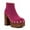 Magenta, variant on Women Clog Platform Studded Ankle Boots Block Heels Round Toe Side Zip Booties Night-out Party Shoes Size 7.5 Red