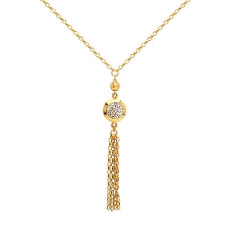 Luminesse Tassel Necklace with Swarovski Crystals in 10kt Gold-Plated Sterling Silver