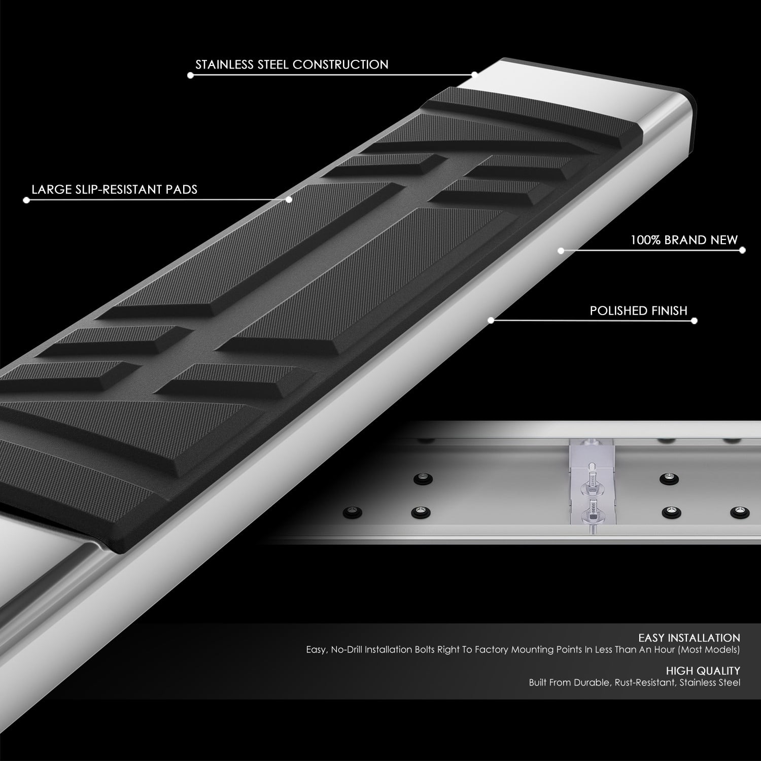 DNA Motoring For 99-13 Silverado Sierra Regular Cab 6.5" Premium Running Boards Step Nerf Bar