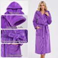 thumbnail image 5 of Heartnice Womens Long Hooded Fleece Robe, Soft Warm Spa Bathrobe for Cozy Lightweight Loungewear (Light Grey, S/M), 5 of 6