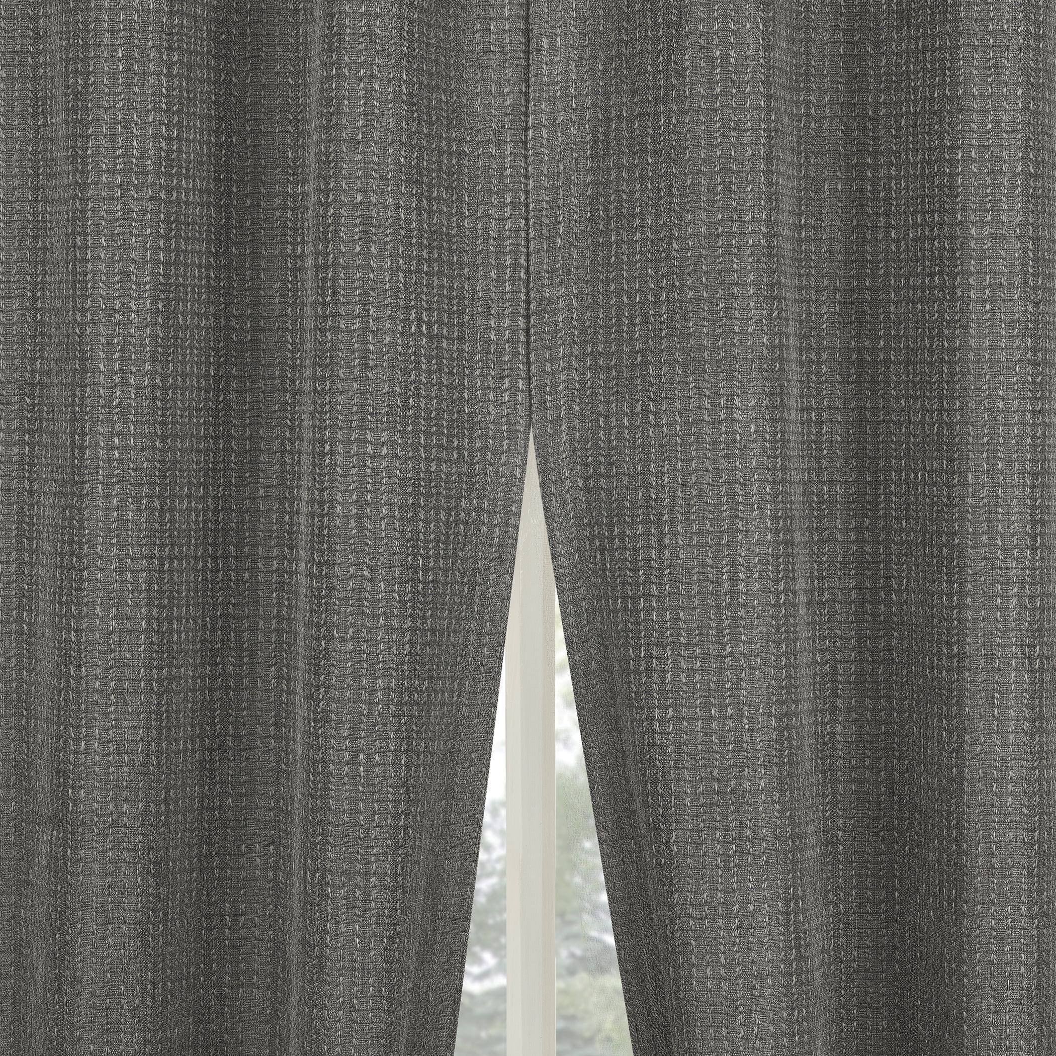 Sun Zero Vance 2-Piece Magnetic Closure 100% Blackout Back Tab Curtain Panel Pair, 37"x108", Steel