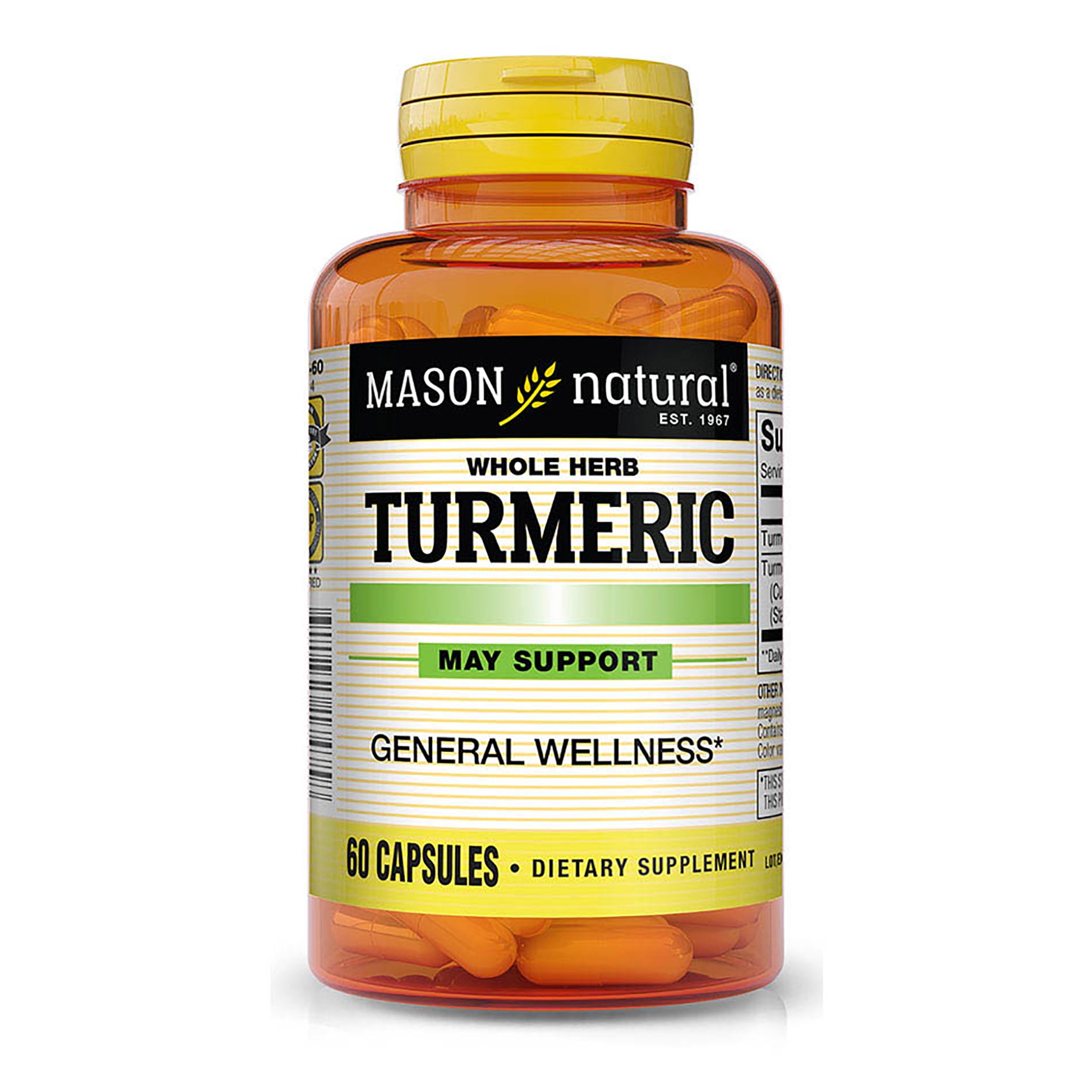 Mason Natural Whole Herb Turmeric - Joint and Healthy Inflammatory Support with 95% Standardized Curcuminoids, 60 Capsules
