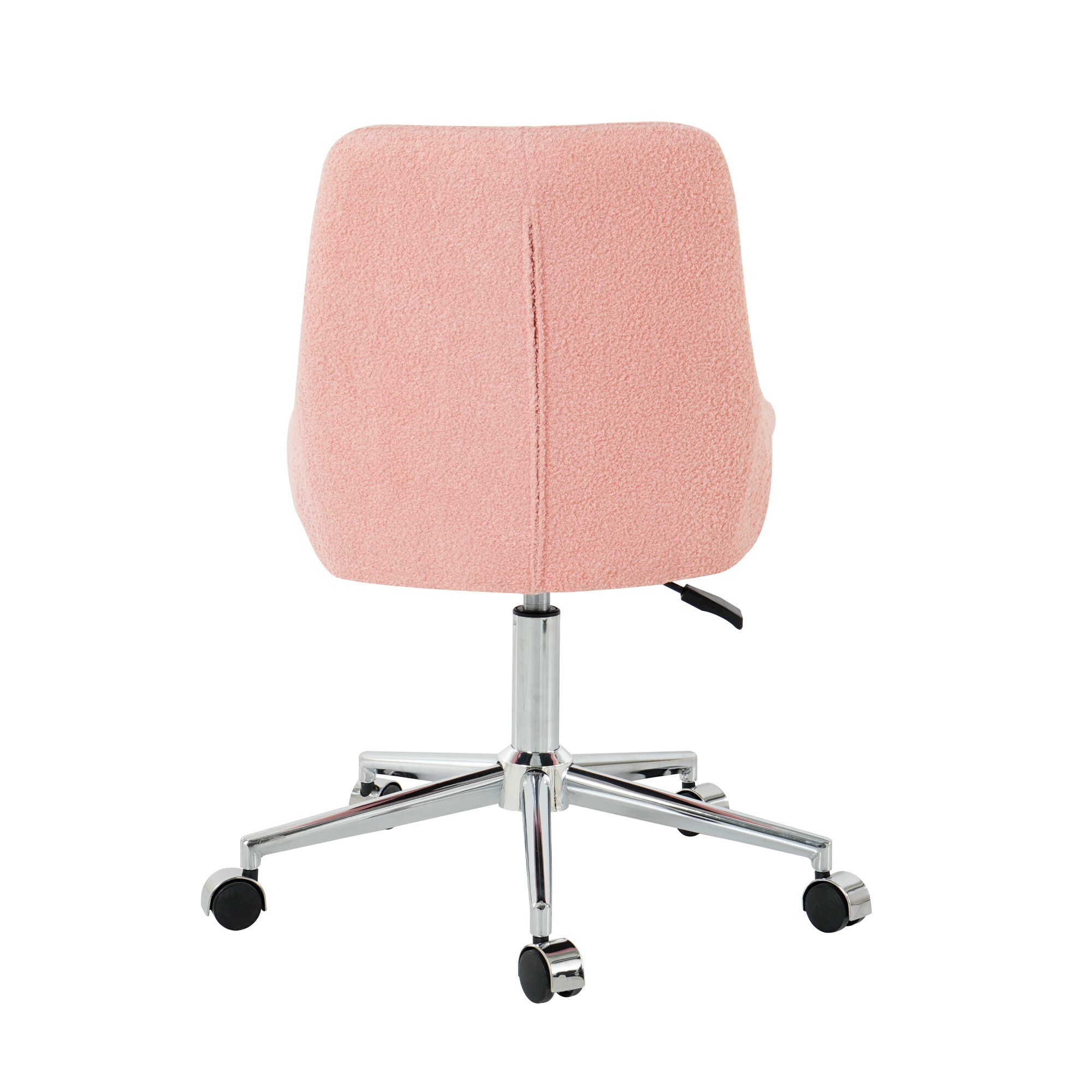AENKYO Teddy Fabric Desk Chair, Ergonomic Swivel Computer Chair with Adjustable Height, Comfy Task Chair for Home Office, Pink