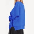 thumbnail image 4 of Duoif Sweaters for Women Trendy Women's Round Neck Batwing Sleeve Oversized Side Slit Ribbed Pullover Sweater Top Women's Sweaters Womens Tops Blue XL, 4 of 6