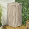 thumbnail image 6 of happimess Chloe 15.56-Gallon All-Weather Wicker/Metal Corner Hideaway Outdoor Trash Can for Package Delivery, Patio Furniture, Cushions, Gardening Tools, Pool Supplies, Light Pink/White, HPM1200D, 6 of 9