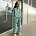 thumbnail image 2 of Womens Sweatsuits 2 Piece Set Half Zip Stand Collar Pullover & Straight Leg Pants Fall Lounge Sweatsuit Sets Casual Athletic Tracksuit Mint Green M, 2 of 5