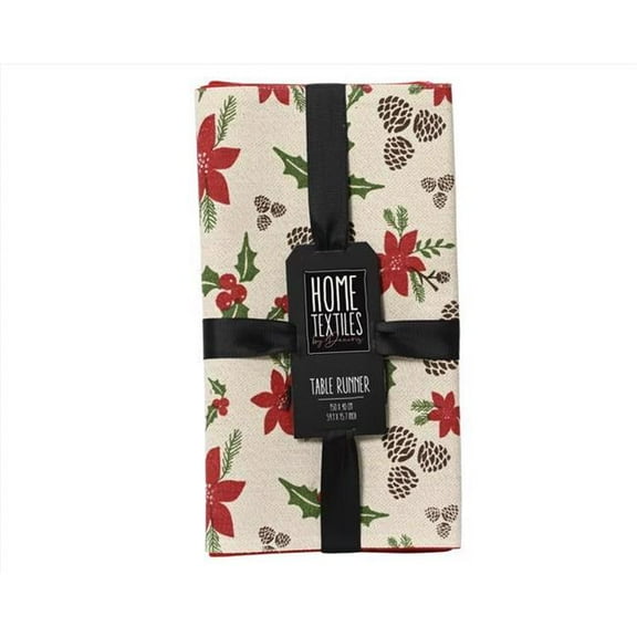 Decoris 9096624 Home Textiles Multi Color Poinsettia Runner Table Decor