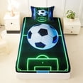 thumbnail image 3 of Erosebridal Football Sport Games Twin Sheet Sets,Cartoon Soccer Court Print Bedding For Kids Boys 3-Piece, 3 of 6