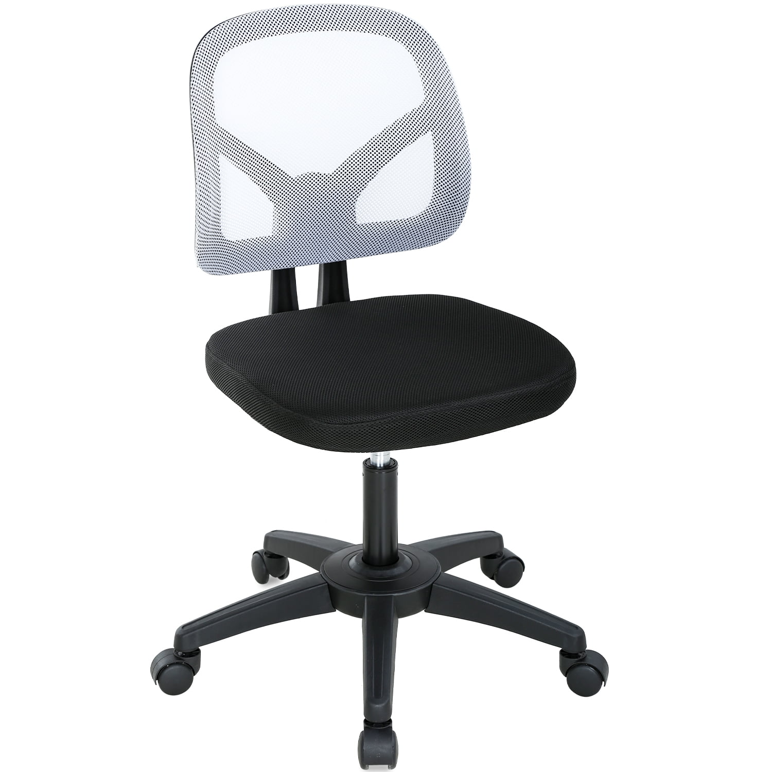 Height Adjustable Armless Rolling Task Chair for Home Office Computer Desk White 
