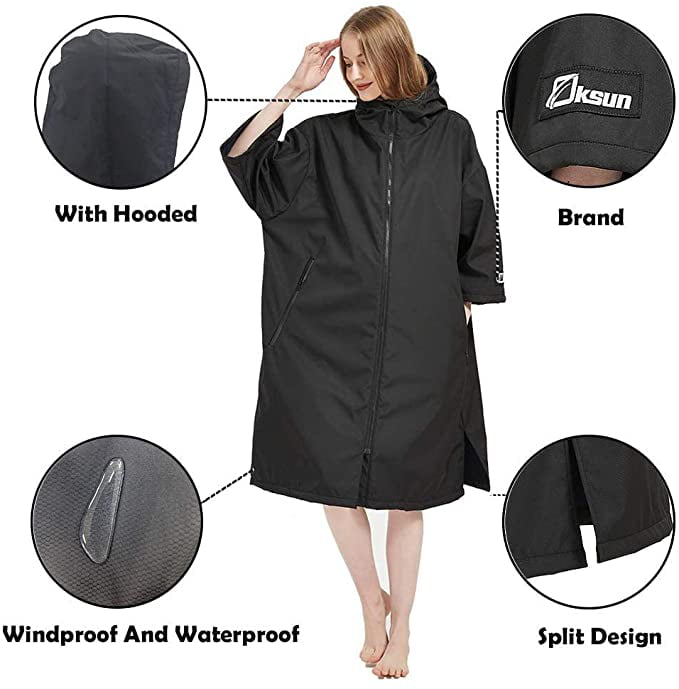 Oksun Waterproof Changing Robe,Windproof Oversized Surf Poncho 
