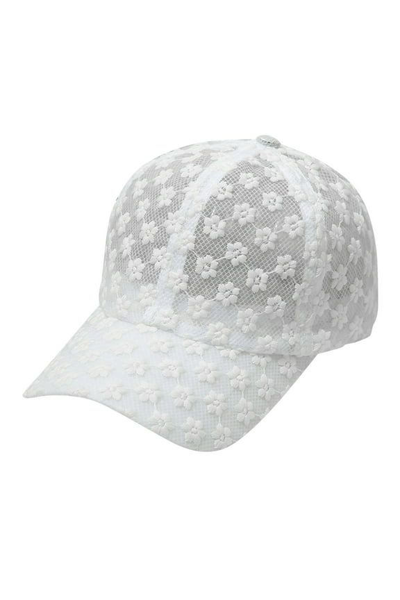 White Visors for Men Women Under $5 Sun Shading & Sunscreen Korean Lace Cap Fashion Casual Hollow Flower Baseball Cap Polyester Duck Tongue Cap