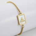 thumbnail image 3 of Pulsera Lara de acero de titanio con 26 letras y concha para mujer, pulsera ajustable de acero inoxidable cuadrada de oro de 18 quilates, 3 of 5