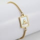 thumbnail image 3 of Pulsera Lara de acero de titanio con 26 letras y concha para mujer, pulsera ajustable de acero inoxidable cuadrada de oro de 18 quilates, 3 of 5