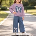 thumbnail image 2 of Cethrio Girls Cotton Outfit Sets, 2 Piece Long Sleeve Fall Casual Girls' Clothing Sets Purple Size 0-12 Months, 2 of 6