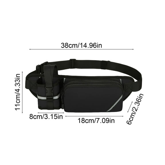 Hydration Running Waist Pack Water Bottle Holder Outdoor Fitness Belt for Hiking Gym Adjustable Lightweight Nylon Pack(Black)