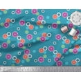 thumbnail image 2 of Soimoi Blue Cotton Poplin Fabric Artistic Flower & Geometric Print Sewing Fabric Yard 42 Inch Wide, 2 of 3