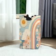 thumbnail image 6 of Yayeee Freestanding Laundry Hamper with Handle Collapsible Large Storage Basket for Clothes, Beige Rainbow Clouds, 6 of 7