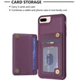 thumbnail image 4 of Dteck for iPhone 7 Plus / 8 Plus Card Holder Back Case with Pockets, Premium PU Leather ID Cash Credit Slots Magnetic Kickstand Flip Folio Slim Hard Protective Cover, darkpurple, 4 of 7