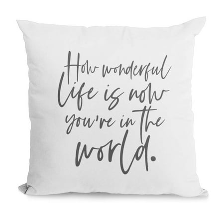 World Of Warcraft Pillow Bonnie Jeans Homestead Prints Farmhouse Throw Pillow-How Wonderful Life is Now You’re in The World- Home Decor- Nursery Pillow (White, 20x20) ()