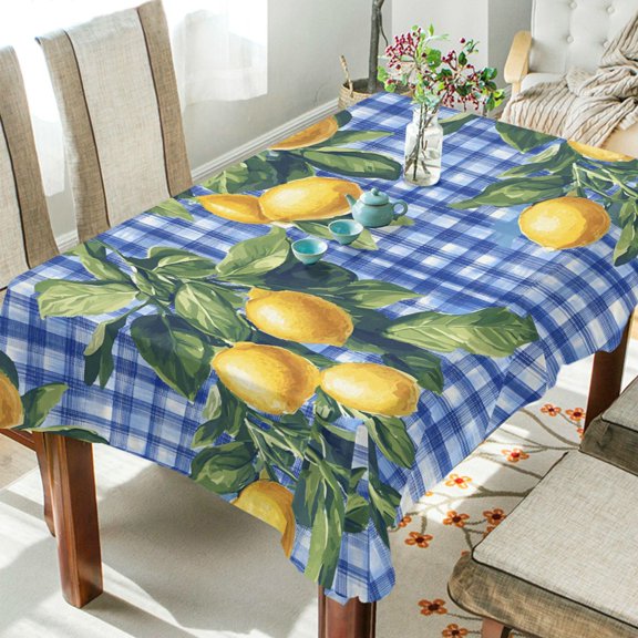 Yayeee Tablecloths 54" x 54" Rectangle Wrinkle Resistant Party Table Cover, Green Lemon Plaid