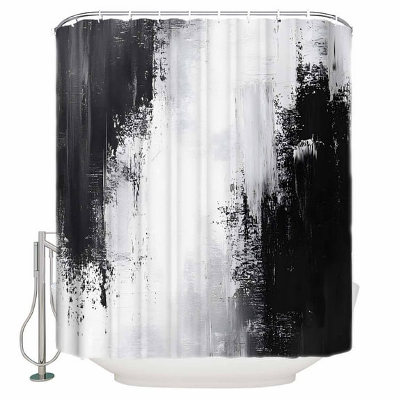 Black Gray White Shower Curtains for Bathroom Waterproof Fabric Bath Curtains Decor Bath Tub Curtain Minimalism Abstract Ombre Aesthetic Decorative Shower Curtain Sets with 12 Hooks, 72x72 Inch