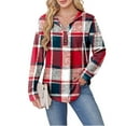 thumbnail image 5 of Hrsba Women's Oversized Casual Tops, Ladies Tops and Blouses Plaid Print Long Sleeve Hooded Top with Buttons Drawstring Fall Outfits for Women, 5 of 5