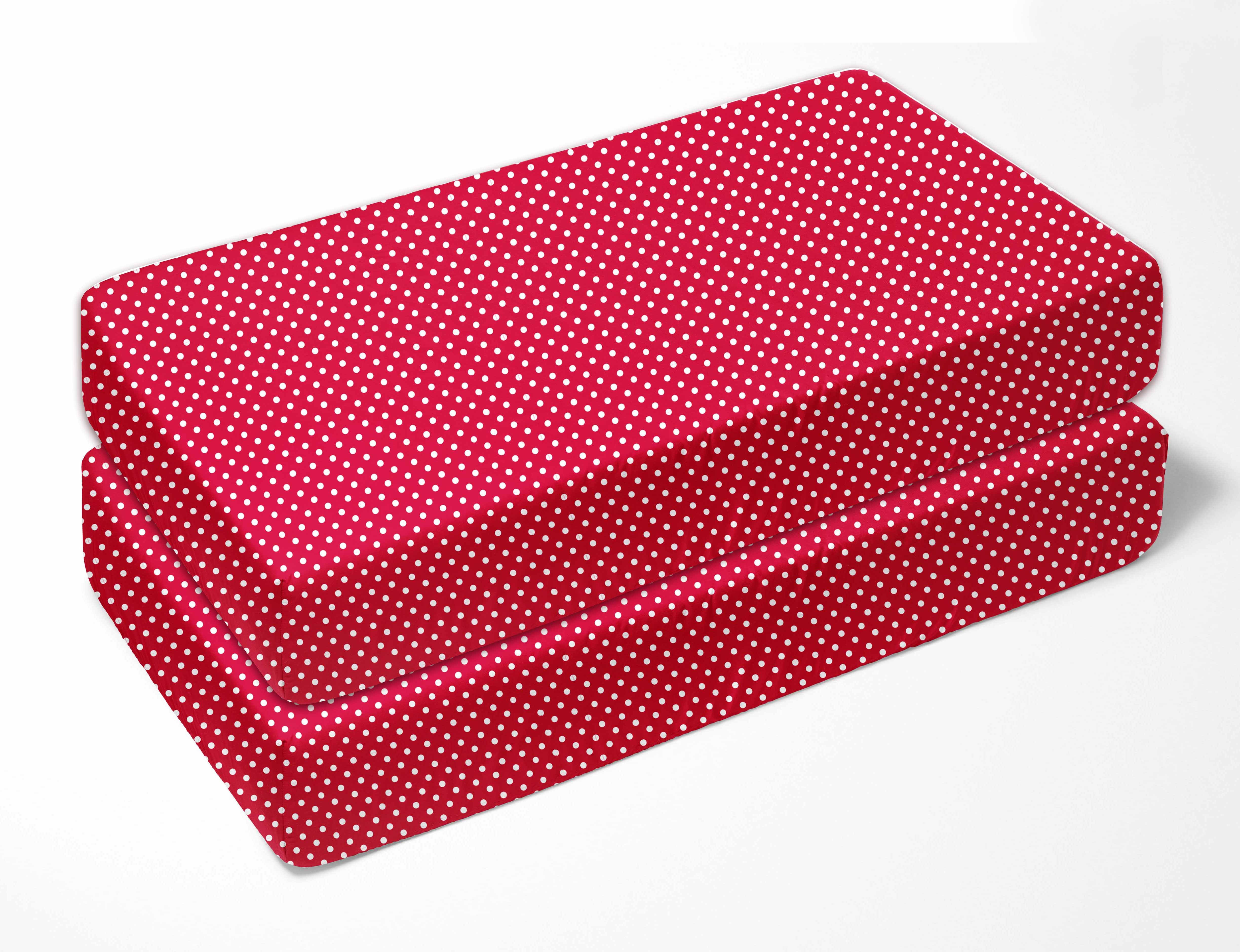 Bacati - MixNMatch Pin Dots Crib/Toddler Bed Sheets 100% Cotton Percale, Red, 2-Pack