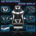 thumbnail image 4 of Huracan PU Leather Gaming Chair with Footrest & Lumbar, Adjustable Armrests/Headrest Computer Gamer Chair for Adults, Office/Game/Home,White, 4 of 7