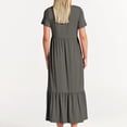 thumbnail image 5 of SDNall Summer Dresses for Women 2024 Casual Long Dress with Pockets Vest Fashionable for Vacation Party Solid Color Sundresses Women 2024 Short Sleeve Crew Neck, 5 of 9